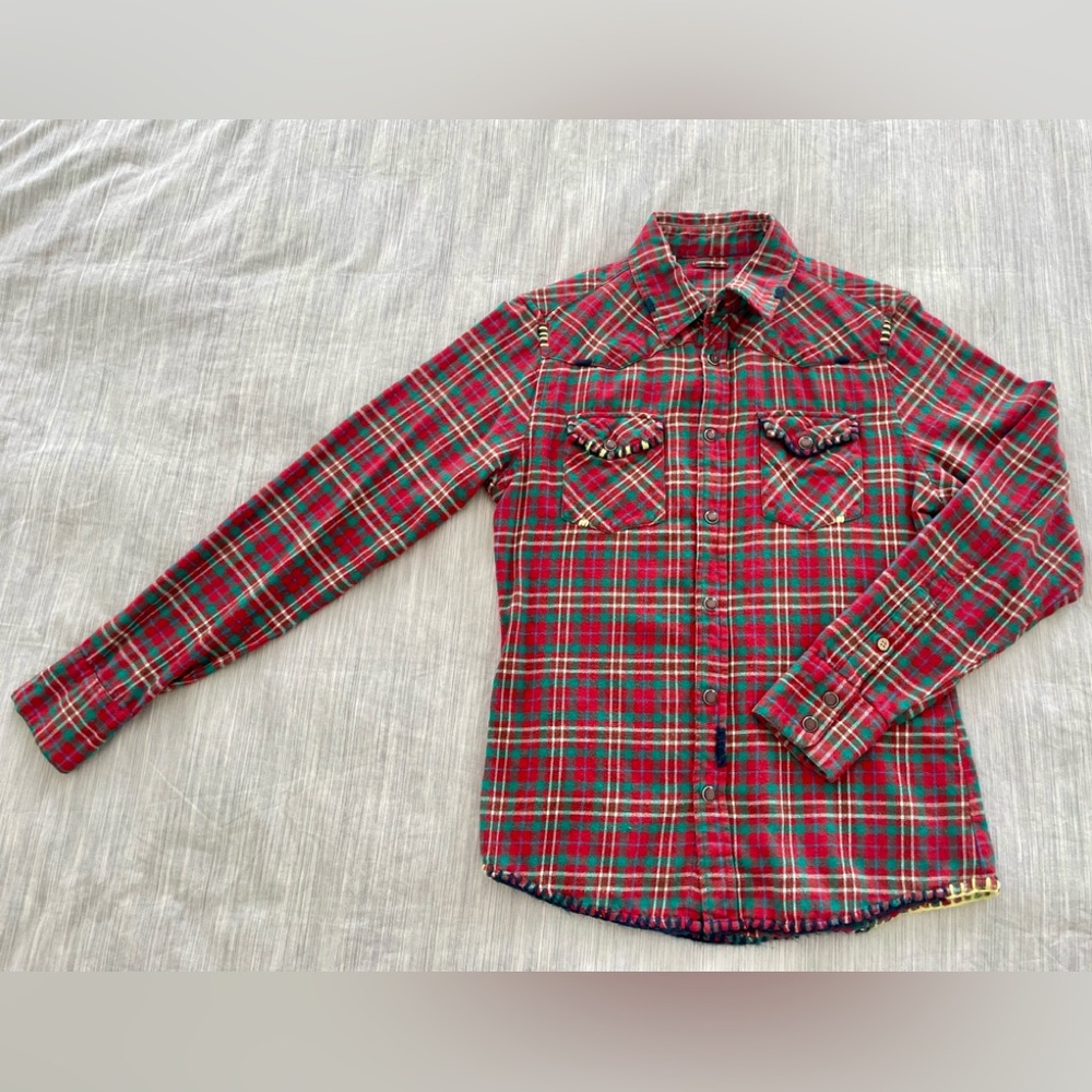 Brand New Women’s Red and Green Plaid Button-Up Shirt